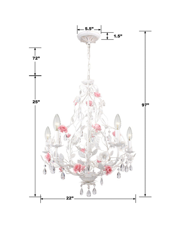 Lola 5 Light Wet White Chandelier 4856-WW
