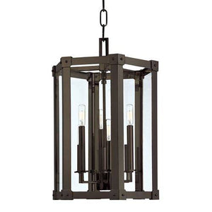 Hudson Valley Lighting Roxbury 6-Light Pendant - Distressed Bronze Finish with Clear Glass Shade