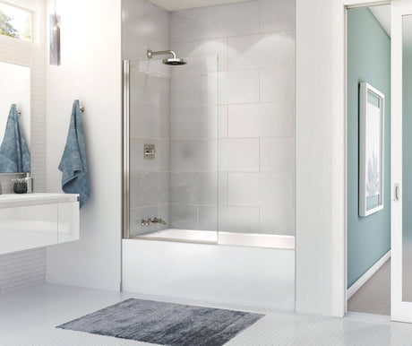 MAAX 137501-900-305-000 Edge Square 34 x 58 in. 8 mm Tub Screen for Alcove Installation with Clear glass in Brushed Nickel