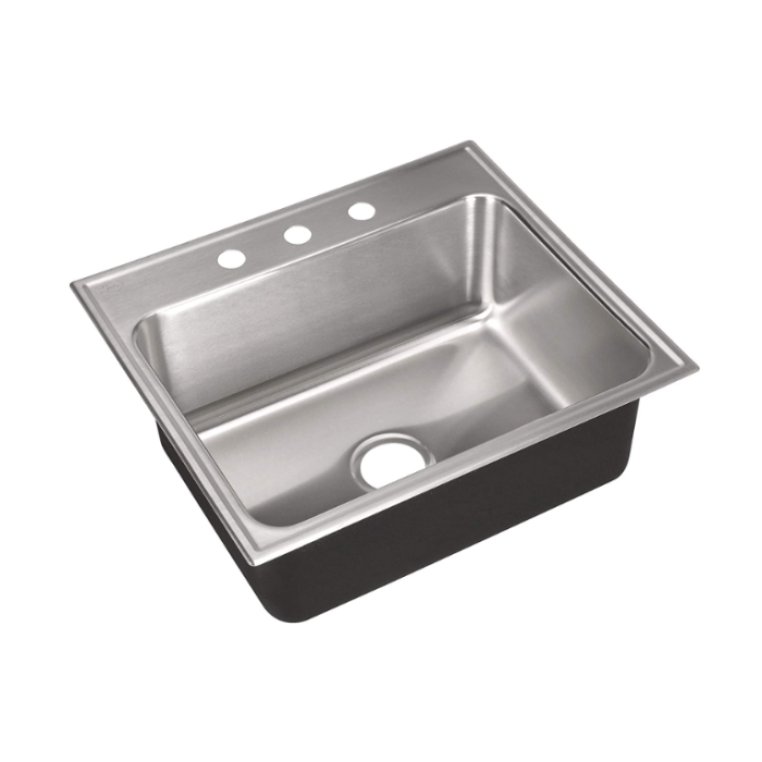Just Manufacturing SLXD2225A3 Single Bowl Drop-in Sink, 3 holes, Silver (Open Box)