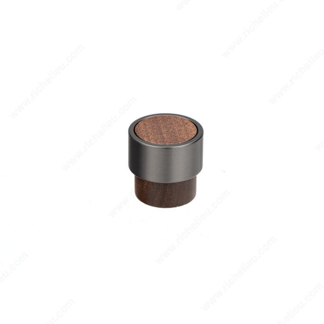 Richelieu 135926322105 Modern Wood and Metal Knob - 1359, Walnut / Ash Gray