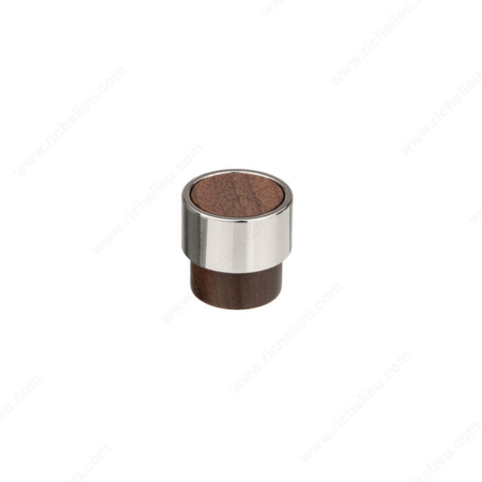 Richelieu 135926322180 Modern Wood and Metal Knob - 1359, Polished Nickel / Walnut