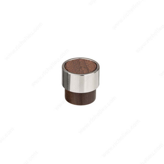 Richelieu 135926322180 Modern Wood and Metal Knob - 1359, Polished Nickel / Walnut