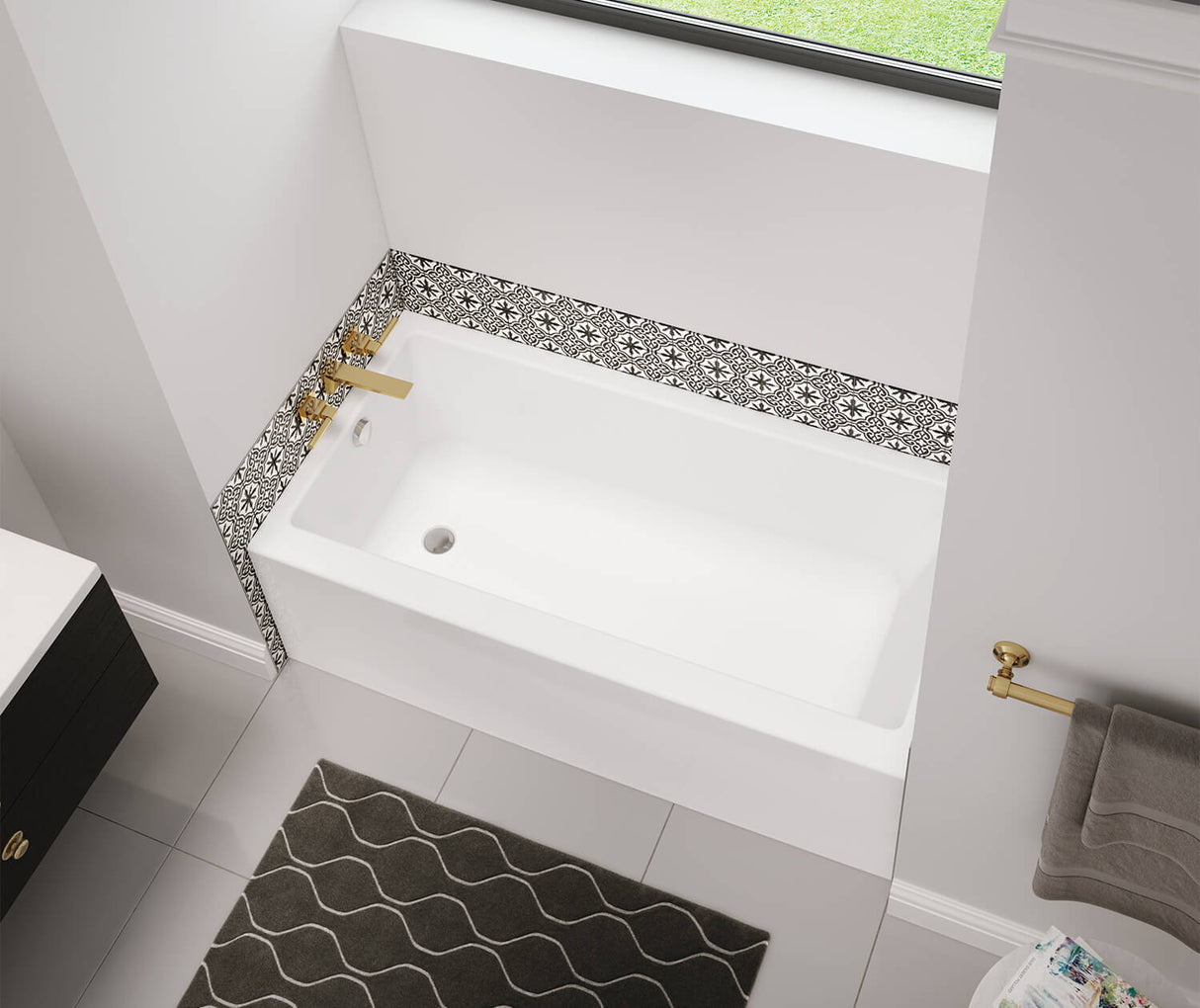 MAAX 106394-000-001-002 Bosca 6030 IFS Acrylic Alcove Right-Hand Drain Bathtub in White