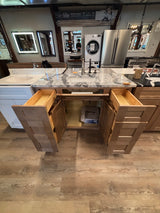 49" Cab-Tec Caramel Shaker Bathroom Vanity w/ Seagrove Quartz Cambria Top and Kohler Faucet