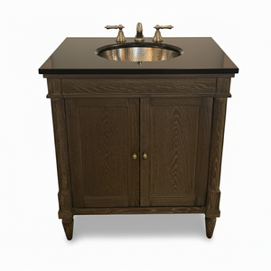 30" Rustic Chic Vanity Set with Granite Top, Nickel Sink, and Widespread Brush Nickel Faucet