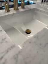 36" Navy Vanity Set with Marble Vanity Top with Brass Widespread Faucet
