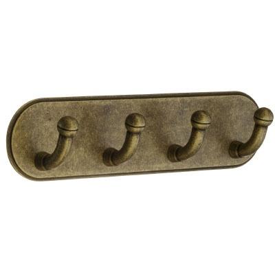 Smedbo Beslagsboden Design Quadruple Hook Self-adhesive in Antique Brass