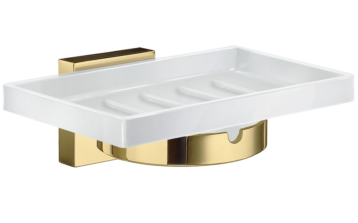 Smedbo House Holder with Porcelain Soap Dish in Polished Brass