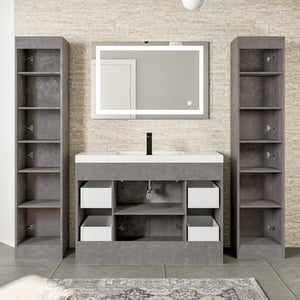 Lugano 48 in. Concrete Gray Single Sink Bath Vanity with Acrylic Top and Integrated Sink