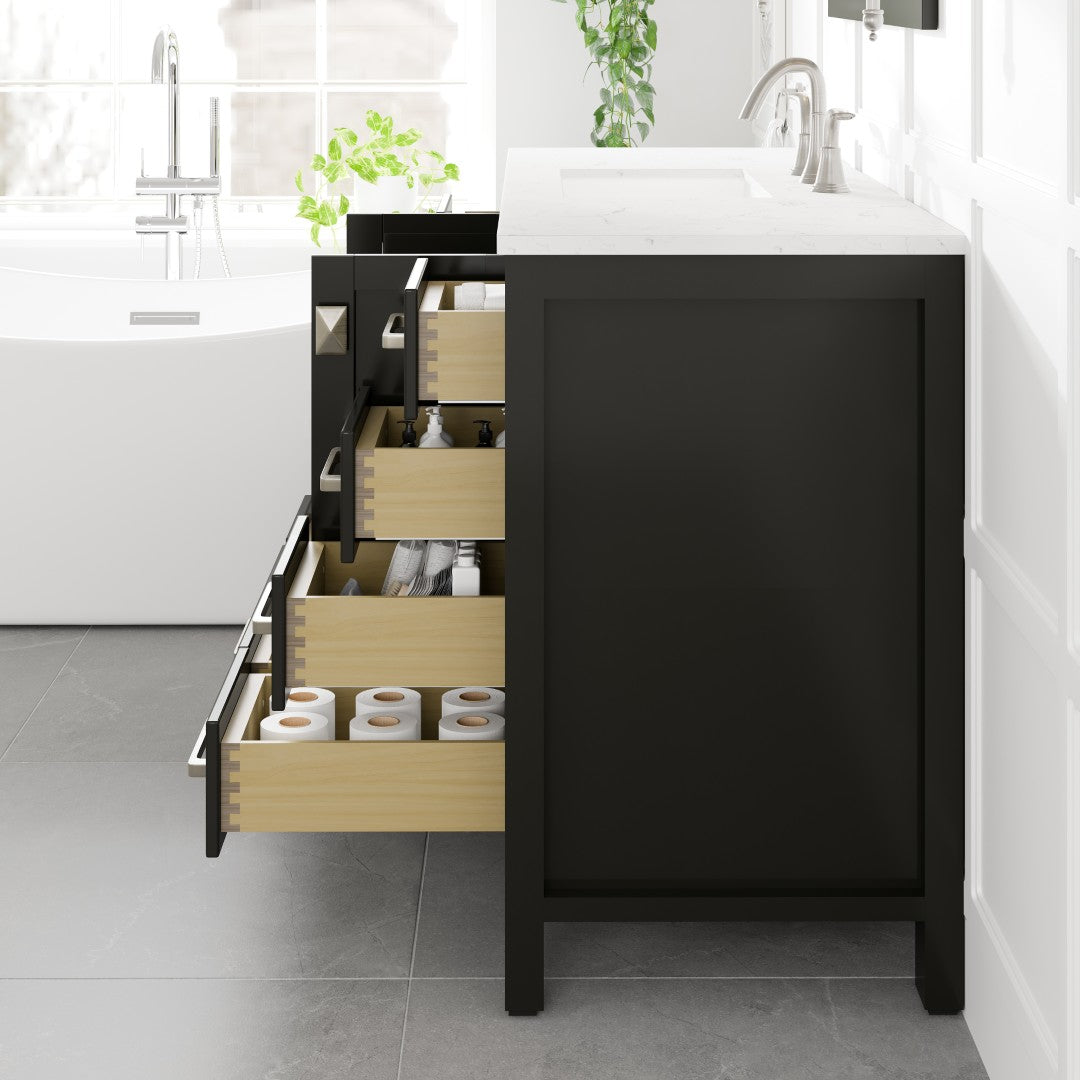 Aberdeen 42 in. Espresso Single Sink Bath Vanity with Carrara Quartz Top and Undermount Porcelain Sink
