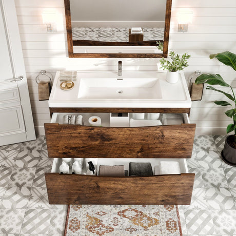 Smile 48 in. Rosewood Single Sink Bath Vanity with Acrylic Top and Integrated Sink