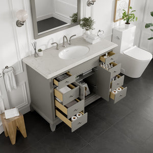 Elite Stamford 42 in. Gray Single Sink Bath Vanity with Carrara Quartz Top and Undermount Porcelain Sink