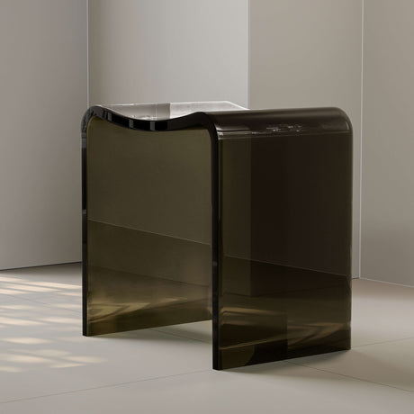 New England Home Goods Rainier 16" Shower Stool in White - Stone Resin Solid Surface