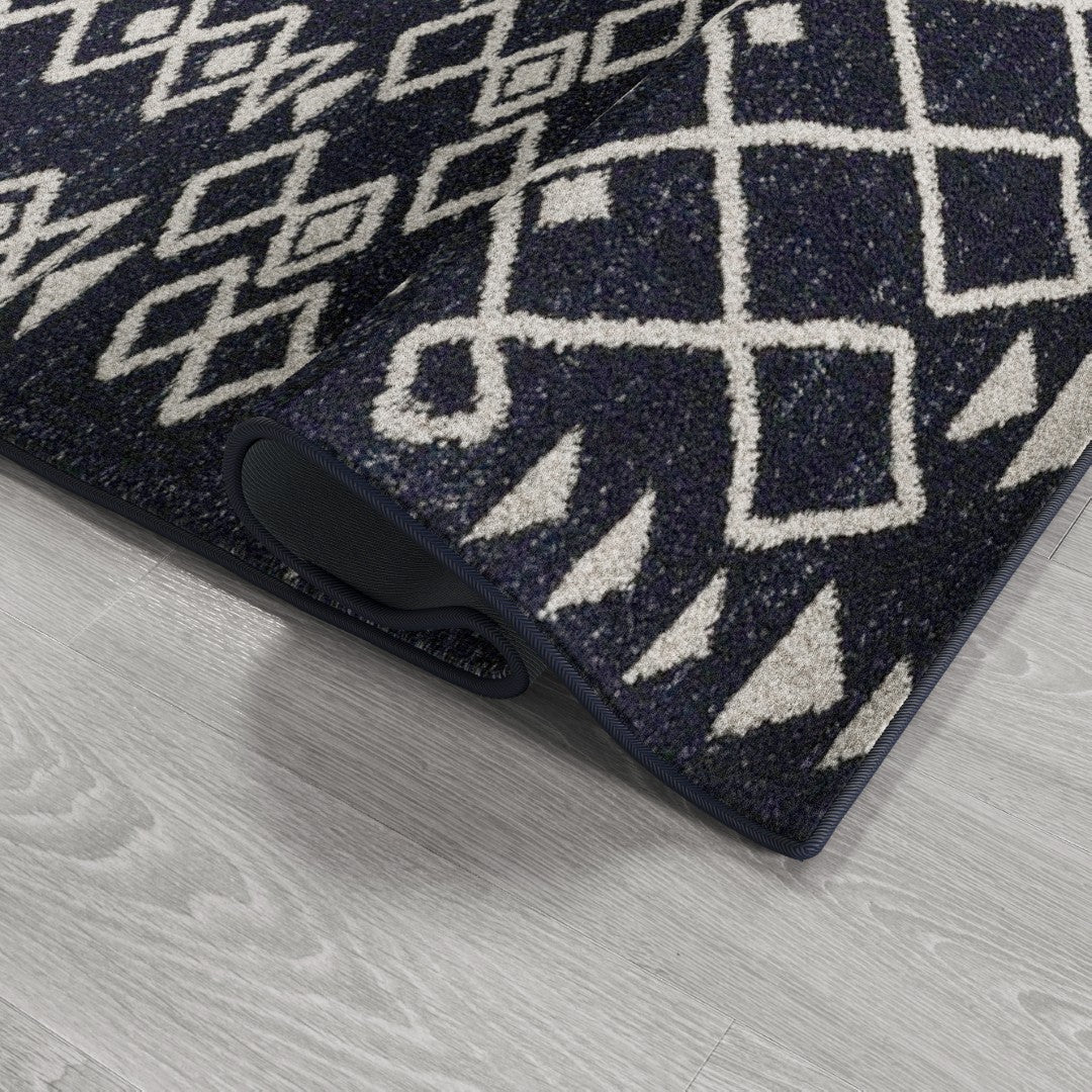 Eviva Loops 5' x 7' Ikat Blue/Cream Rug