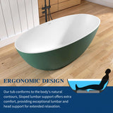 New England Home Goods 65" Green Oval Luxury Freestanding Solid Surface Resin Stone Soaking Tub
