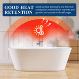 New England Home Goods 67" Wide-Rim Oval Freestanding Bathtub – Minimalist Solid Surface Soaking Tub