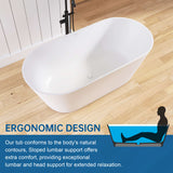 New England Home Goods 63" Modern Rectangular Freestanding Solid Surface Resin Stone Soaking Bathtub
