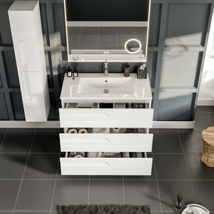 Joy 40 in. White Single Sink Bath Vanity with Porcelain Top and Integrated Sink
