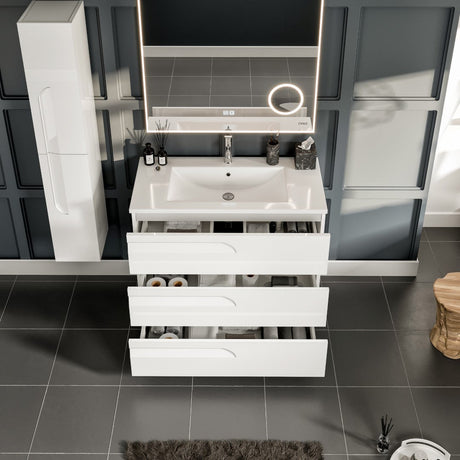 Joy 40 in. White Single Sink Bath Vanity with Porcelain Top and Integrated Sink