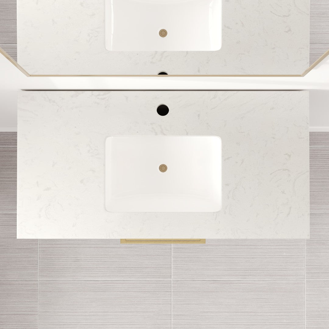 Curio 36 in. Walnut Single Sink Bath Vanity with Carrara Quartz Top and Undermount Porcelain Sink