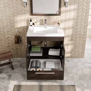 Lugano 24 in. Gray Oak Single Sink Bath Vanity with Acrylic Top and Integrated Sink