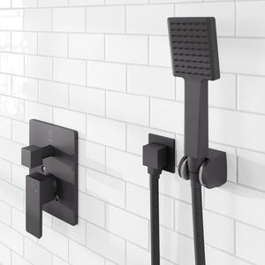 Eviva Edge Shower System with Slide Bar Hand-Shower and Thermostatic Valve in Matte Black