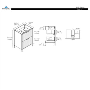 Blossom Zurich 24" Vanity – Glossy White & Metal Grey with Soft-Close Drawers