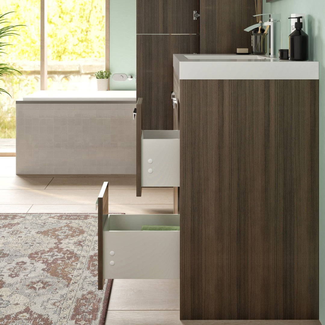 Lugano 48 in. Gray Oak Single Sink Bath Vanity with Acrylic Top and Integrated Sink