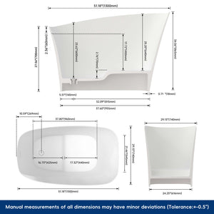 New England Home Goods Dhaulagiri 51" Freestanding Tub in White - Stone Resin Solid Surface