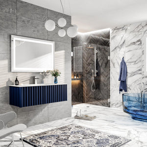 Dolce Vita 48 in. Blue Wall Mount Single Sink Bath Vanity with Solid Surface Top and Integrated Sink