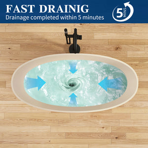 New England Home Goods Tulum 65" Freestanding Tub in Milk Coffee - Stone Resin Solid Surface