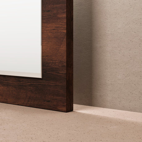 Eviva Sun 48" x 30" Rectangular Rosewood Wooden Framed Mirror