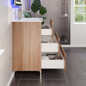 Joy 24 in. Maple Single Sink Bath Vanity with Porcelain Top and Integrated Sink