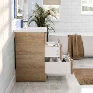 Victoria 25 in. White Oak Single Sink Bath Vanity with Acrylic Top and Integrated Sink