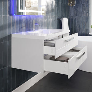 Surf 36 in. White Wall Mount Single Sink Bath Vanity with Acrylic Top and Integrated Sink