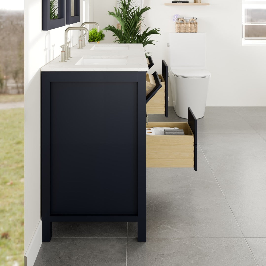 Artemis 60 in. Blue Double Sink  Bath Vanity with Engineered Top and Undermount Porcelain Sinks