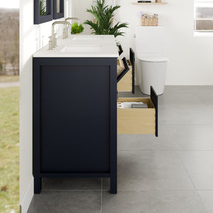 Artemis 60 in. Blue Double Sink  Bath Vanity with Engineered Top and Undermount Porcelain Sinks