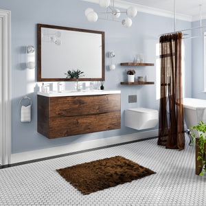 Smile 48 in. Rosewood Wall Mount Double Sink  Bath Vanity with Acrylic Top and Integrated Sinks