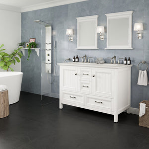 Britney 48 in. White Double Sink  Bath Vanity with Carrara Quartz Top and Undermount Porcelain Sinks