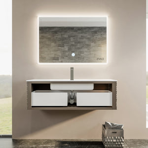 Dream 40 in. Smog Gray Wall Mount Single Sink Bath Vanity with Solid Surface Top and Integrated Sink