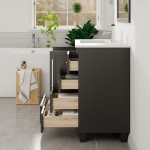 Loon 30 in. Espresso Single Sink Bath Vanity with Carrara Quartz Top and Undermount Porcelain Sink