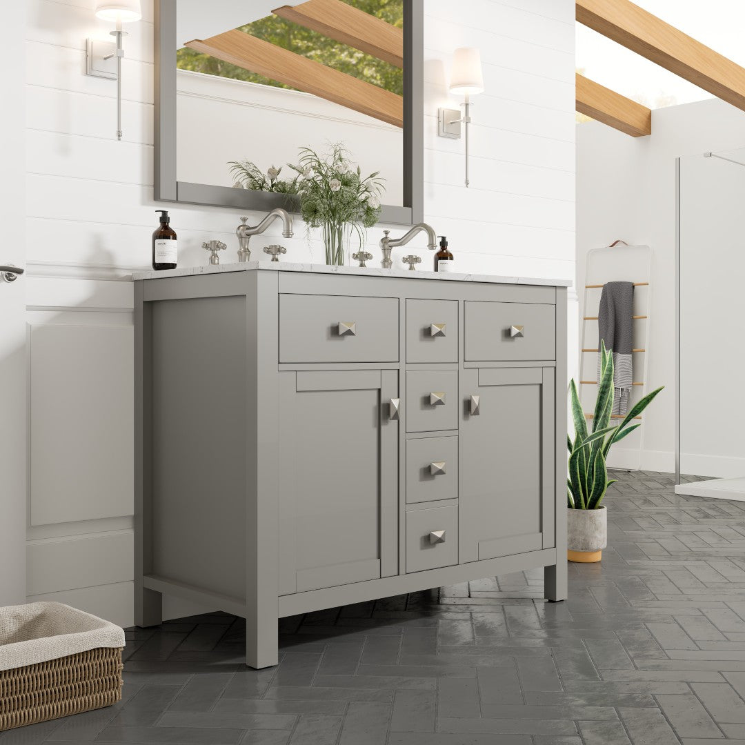 Artemis 44 in. Gray Double Sink  Bath Vanity with Engineered Top and Undermount Porcelain Sinks