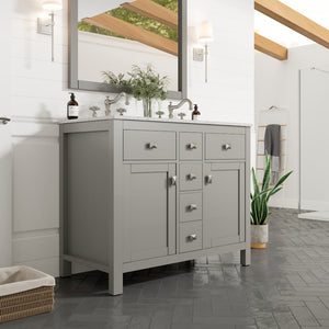 Artemis 44 in. Gray Double Sink  Bath Vanity with Engineered Top and Undermount Porcelain Sinks