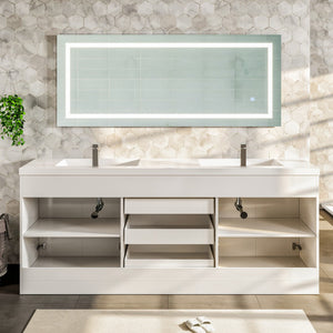 Lugano 84 in. White Double Sink  Bath Vanity with Acrylic Top and Integrated Sinks