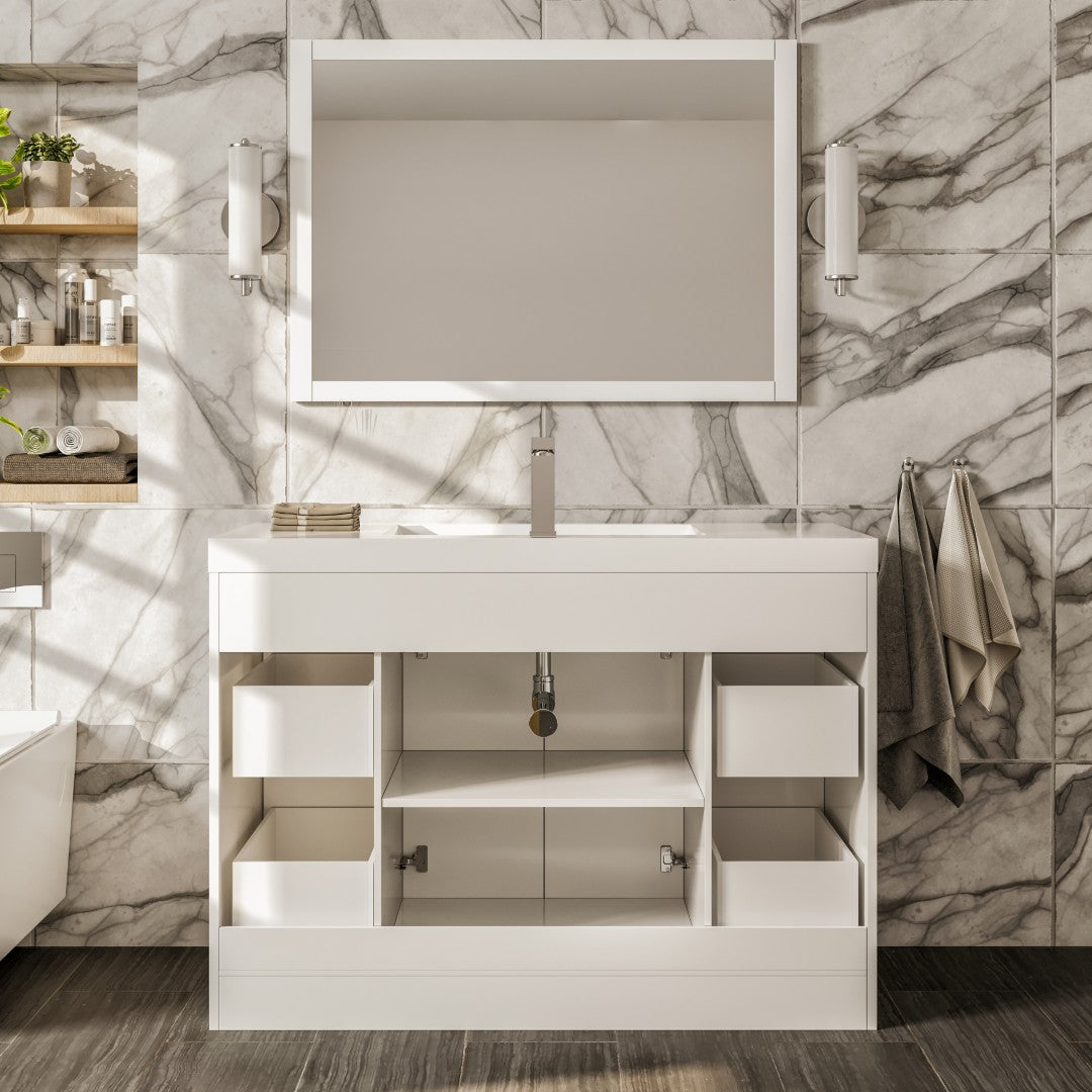 Lugano 48 in. White Single Sink Bath Vanity with Acrylic Top and Integrated Sink