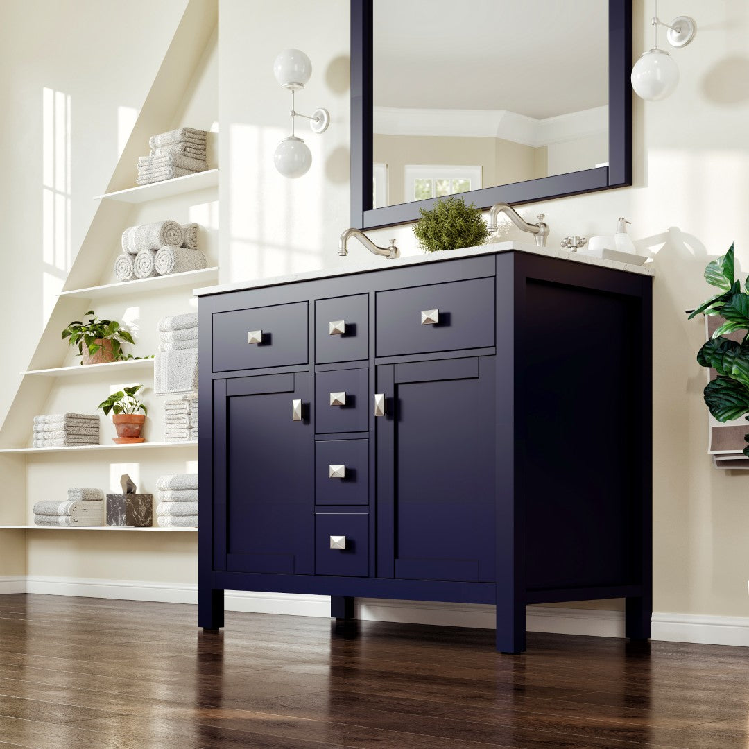 Artemis 44 in. Blue Double Sink  Bath Vanity with Engineered Top and Undermount Porcelain Sinks