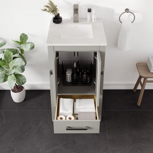London 20 in. Gray Single Sink Bath Vanity with Carrara Quartz Top and Undermount Porcelain Sink