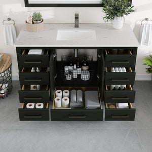 London 48 in. Espresso Single Sink Bath Vanity with Carrara Quartz Top and Undermount Porcelain Sink
