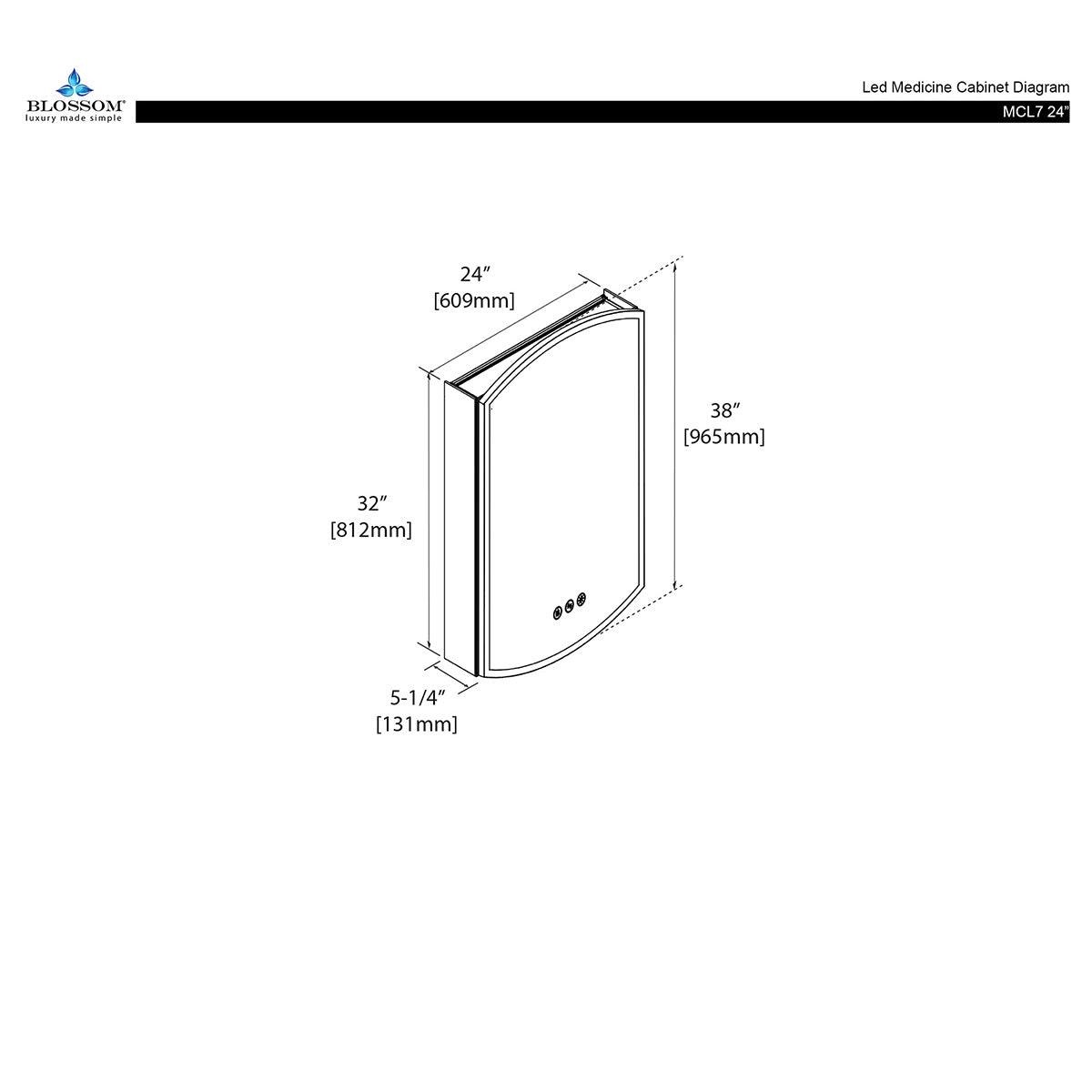 Blossom Castor 24″ LED Medicine Cabinet – Modern Innovation & Sleek Design